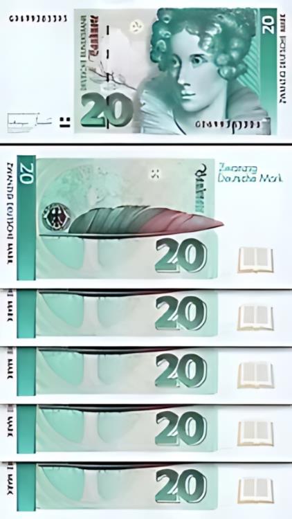 ドイツ 20 マーク 1993、UNC、5 個ロット、連続、P-39b