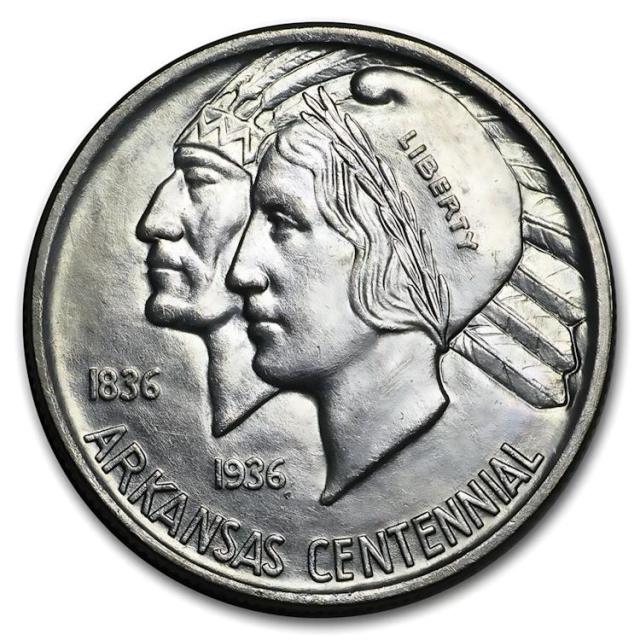 『NGC MS62』アーカンソー州100周年ハーフダラー銀貨（1938年） NGC MS62』アーカンソー州100周年ハーフダラー銀貨（1938年） NGC MS62