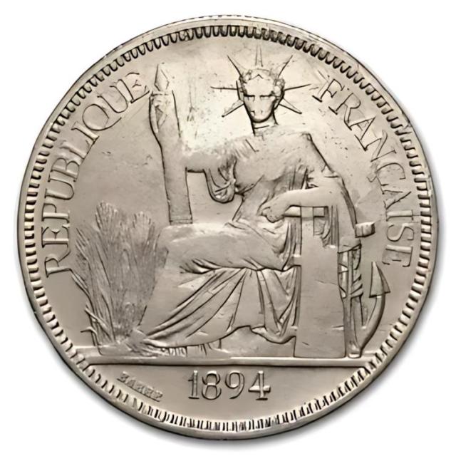 1894-A フランス第三共和国 インドシナ シルバー ピアストル AU
