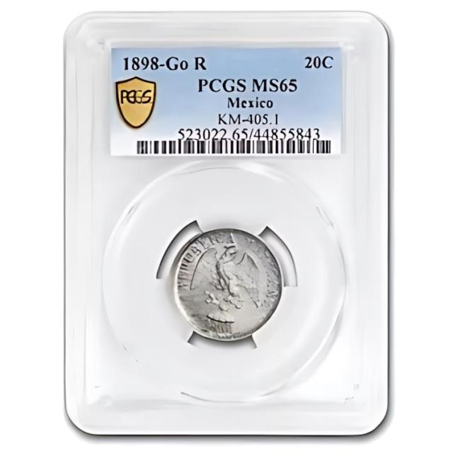 1898-Go メキシコ シルバー 20 センタボス MS-65 PCGS