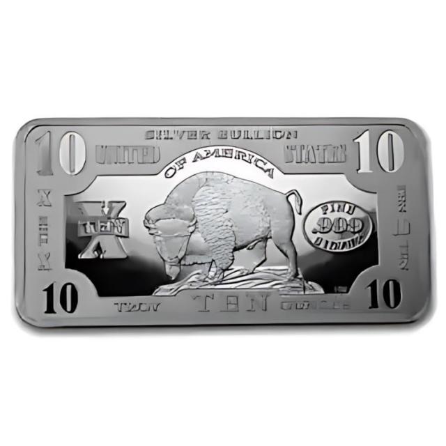♦️♦️銀シルバー バー10オンス♦️♦️ 10 オンスのシルバーバー - 1901 $10 バイソン