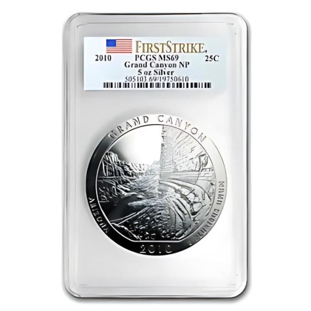 骨董品 2010 5 オンス シルバー ATB グランド キャニオン MS-69 PCGS