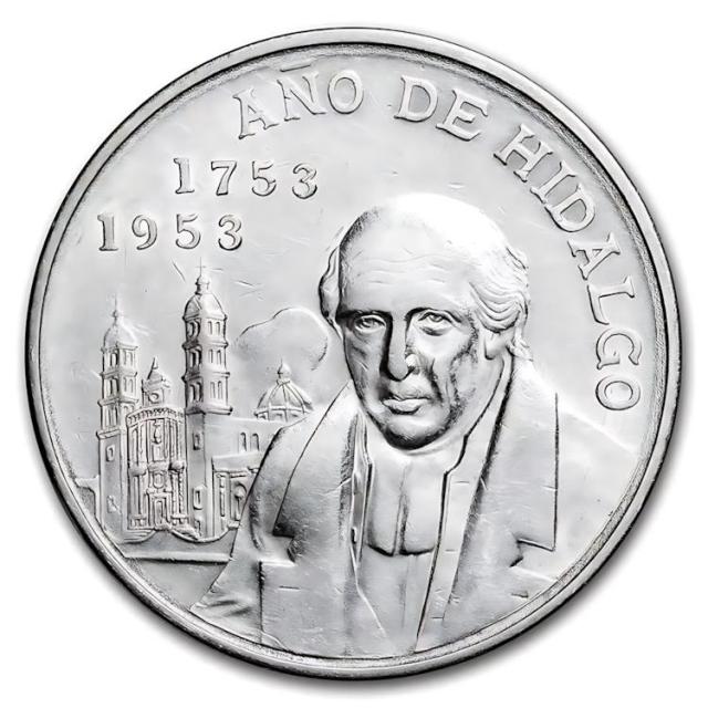 1953年 メキシコ 5ペソ イダルゴ・バイセンテニアル 1953 メキシコ シルバー 5 ペソ イダルゴ バイセンテニアル AU