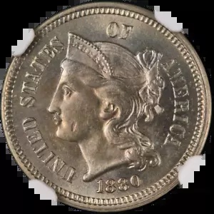 1880 3 セント ニッケル プルーフ NGC PF64 グレート アイ