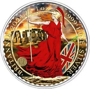 ????? 2024 ??????? 1??? 999 ???? ??? ??????- Britannia 2024 Stonehenge 1oz 999 Silver COLOR EDITION-