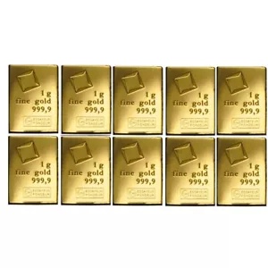 10 ???? - 1 ??? Gold CombiBar? Valcambi Swiss 0.9999 ???? ???? ?? Lot of 10 - 1 gram Gold CombiBar? Valcambi Suisse .9999 Fine Gold Barの通販は