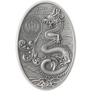 ドラゴン年 5 オンス アンティーク仕上げ シルバー コイン 250 フラン