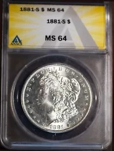 1881-S $1 モーガン シルバー ダラー MS 64 ブリリアント ANACS