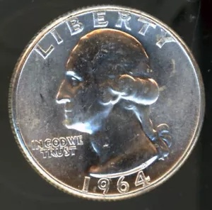 1964 シルバー 25c ワシントン クォーター ダラー ジェム BU