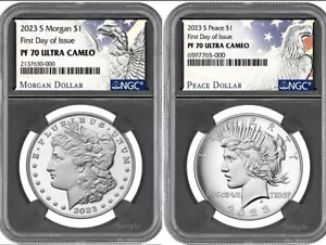 2023 S MORGAN & PEACE シルバーダラー NGC PF70 ULTRA CAMEO セット FDI ×、初日