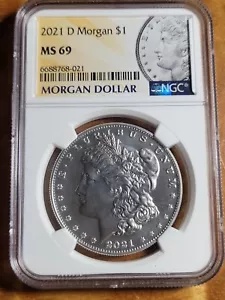 2021 $1 D シルバー モーガン ドル NGC MS69 デンバー (外観は非常に
