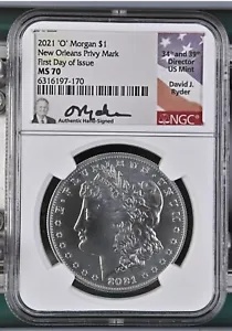 2021-O モーガン シルバー ダラー $1 MS70 NGC 初日発行 FDI デビッド