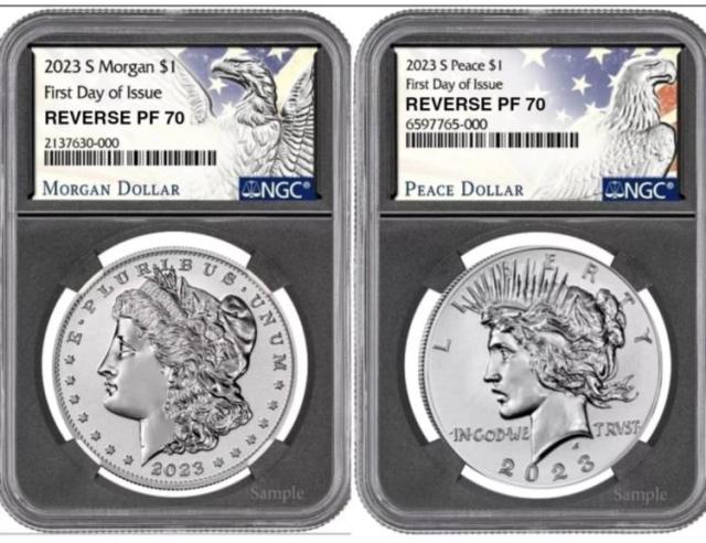 【希少 ピエフォー貨 2枚セット】 ネルソン トラファルガーの海戦 NGC 2023-S モーガン & ピース ドル リバース プルーフ セット 初日 FDI