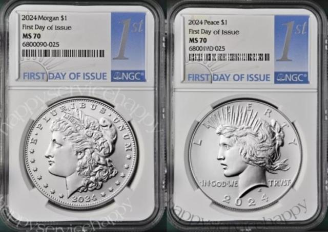 2024 モルガン＆ピース銀ドル未流通 NGC MS70 初日 FDI