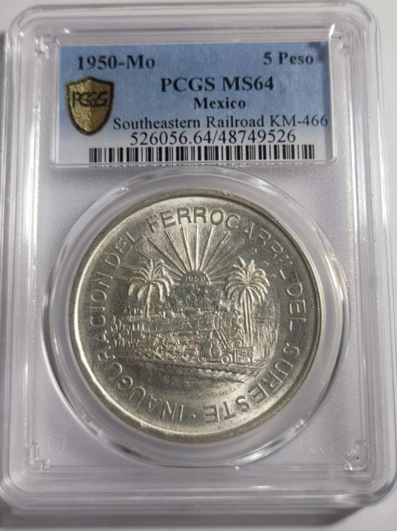 1948年 メキシコ 5ペソ 大型銀貨 PCGS 高鑑定 1948年 メキシコ 5ペソ 大型銀貨 PCGS 高鑑定