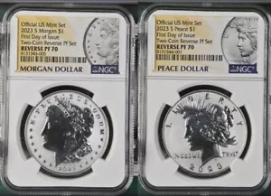 2023-S モーガン & ピースダラー リバース プルーフ セット 初日 FDOI # FDI NGC PF70
