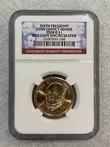 2008 D ジョン クインシー アダムス 大統領ドル コイン NGC ブリリアント 未流通