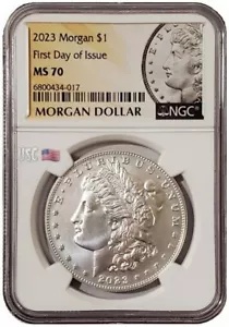 2023年 モルガン銀貨 NGC MS 70 発行初日 * 最高鑑定・初日】2023年