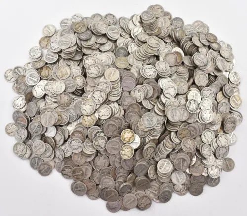 1923 マーキュリー 90% シルバー ダイム ロール ロット 50 個 $5 フェイス