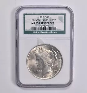 MS65 1922 ピース ダラー - ビニオン シルバー ホード - プレステージ セット - NGC