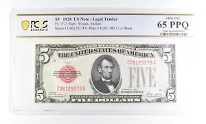 1928 $5 米国法定通貨 Fr#1525 Gem Unc 65 PPQ PCGS *2424 貨幣・紙幣