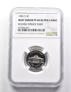 ミント エラー PF69 UCAM 1983-S ジェファーソン ニッケル REV ストラック スルー NGC *2579