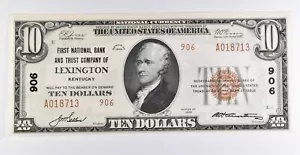 1929 年 $10 ケンタッキー州レキシントン 米国国家通貨 CH 906 ブラウン シール Unc *9763
