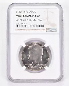 造幣局エラー MS65 1776-1976-D ケネディ ハーフダラー - OBV ス