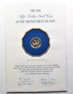 1980年 英領バージン諸島 50ドル金貨 イギリス領ヴァージン諸島 DOLLAR