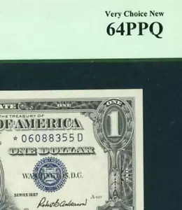 ** STAR ** $1 1957 シルバー証明書 ((PCGS - 64PPQ)) ((3 連続のうちの 1 番目))
