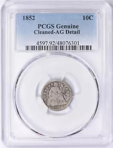 1852 シーテッド リバティ ダイム PCGS AG について 良い詳細 より良い日付 素敵なタイプのコイン