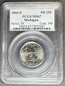 2004-P ミシガン クォーター PCGS MS-67、3 点購入すると $5 オフ!!