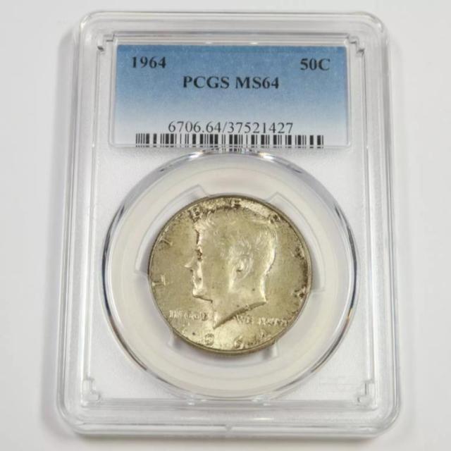 1964年 ハーフダラー　50セントコイン PCGS認定 アメリカ銀貨 50セント/ケネディ大統領 ハーフダラー銀貨 1964年