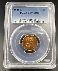 1945 S 1c リンカーン ウィート セント PCGS MS66 RD Gem BU 認定 #810