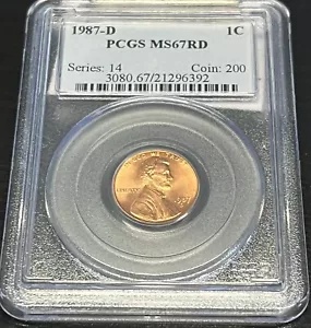 1987-D リンカーン記念セント PCGS MS67 レッド 実物コイン #G113