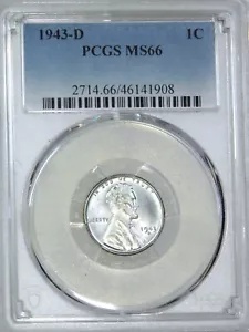1943-D リンカーン スチール セント PCGS MS66 素晴らしい光沢の
