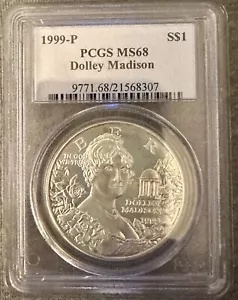 1999 P ドリー マディソン 記念ドル PCGS MS68 $1 シルバー ドル 1999
