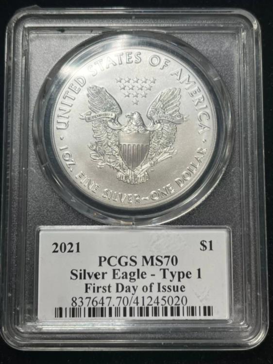 2021 アメリカン シルバー イーグル タイプ 1 初日発行 PCGS MS 70 $1