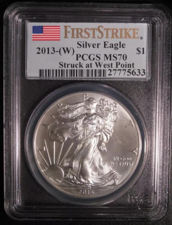 2013-(W) アメリカン シルバー イーグル $1 PCGS 認定 MS70 ファースト