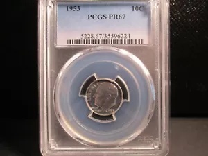 1953 ルーズベルト ダイム PCGS PR67 プルーフ シルバー ライト