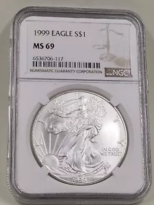 シルバーイーグル銀貨   MS69  PCGS 1989 Silver Eagle PCGS MS69 First Strike Label $1