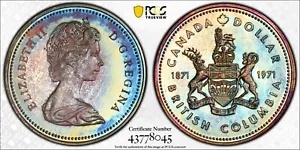 カナダドル 1871-1971 ブリティッシュコロンビア 銀貨 1971年 カナダ