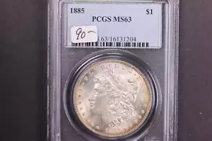 1885 モルガン シルバー ダラー、PCGS 認定 MS63、素晴らしい目の魅力