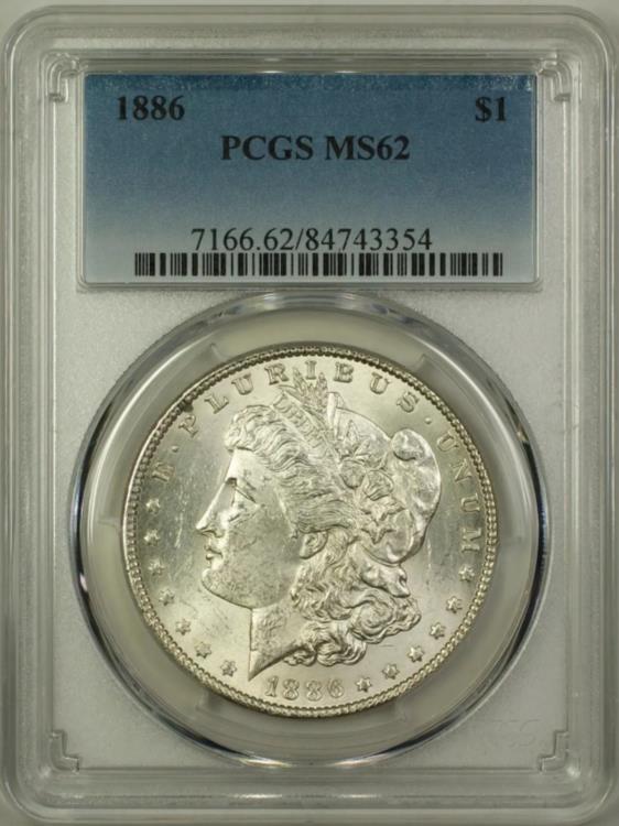 1886 モーガン シルバー ダラー 1 ドル コイン PCGS MS-62 (16b)
