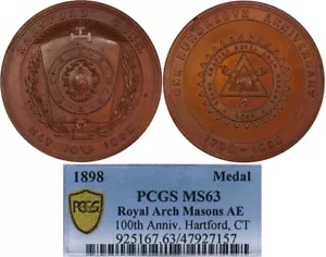 1898 ハートフォード CT PCGS MS63 ロイヤル アーチ メイソンズ