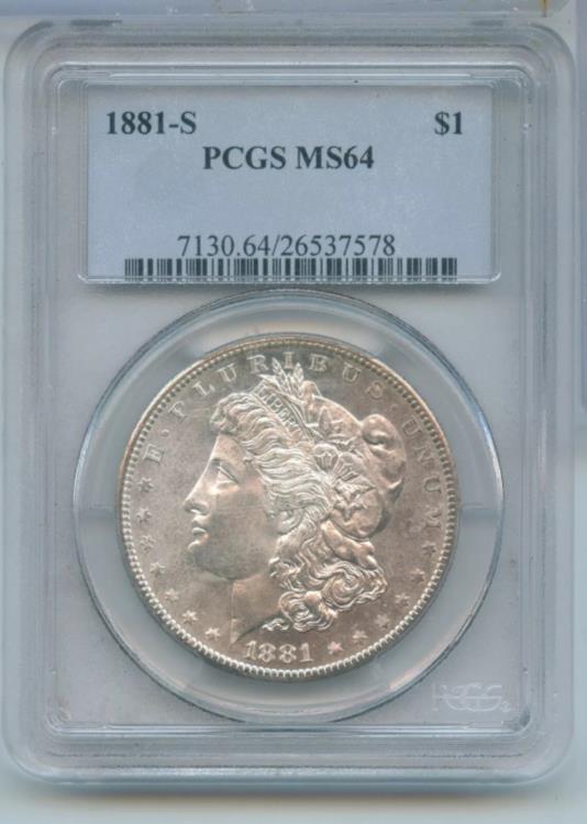 1881-S モルガンダラー銀貨・ドル MS66 NGC アメリカ 067 1881-S 1ドル