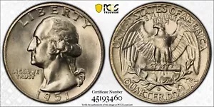 1951-D ワシントン クォーター FS-101 DDO PCGS MS64 素晴らしいオリジナルのスキンの外観