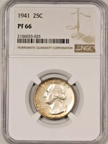 1941年S NGC MS66 ワシントンクォーターコイン 1942年 アメリカ