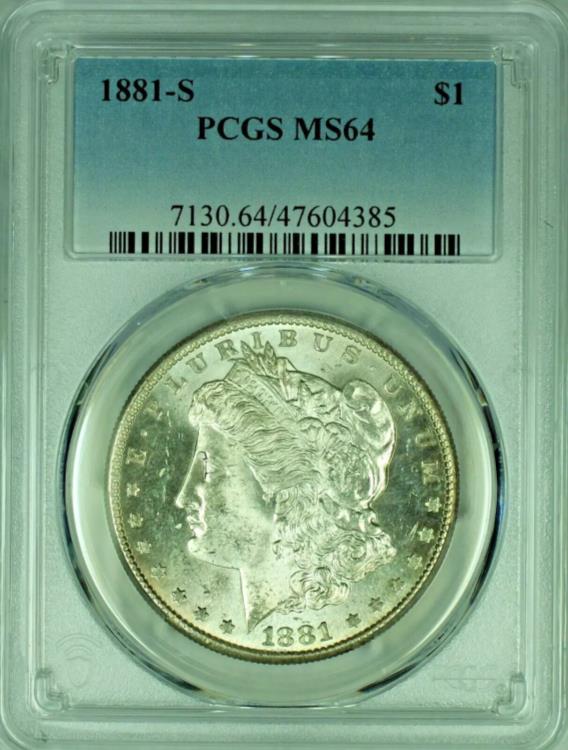 1881-S モーガン シルバー ダラー PCGS MS 64 A 47