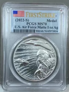 2022-S ~ アメリカ空軍 1オンス シルバー メダル マット PCGS MS70 ファースト ストライク ~ 在庫あり
